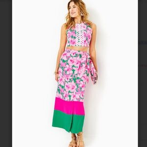 Lilly Pulitzer Leif Maxi Set in Kelly Green Hibis Kiss Size 10